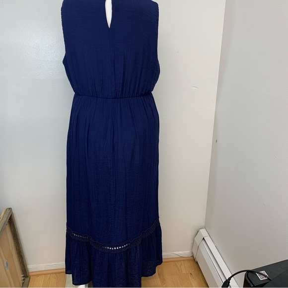 Avenue Maxi Dress Plus Sz 20 Gauzy Blue Sleeveless Ruffle Lined Flowy V Neck - Picture 8 of 12